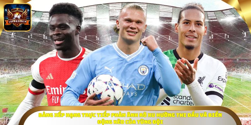 Bảng xếp hạng trực tiếp phản ánh rõ xu hướng thi đấu và biến động kèo của từng đội