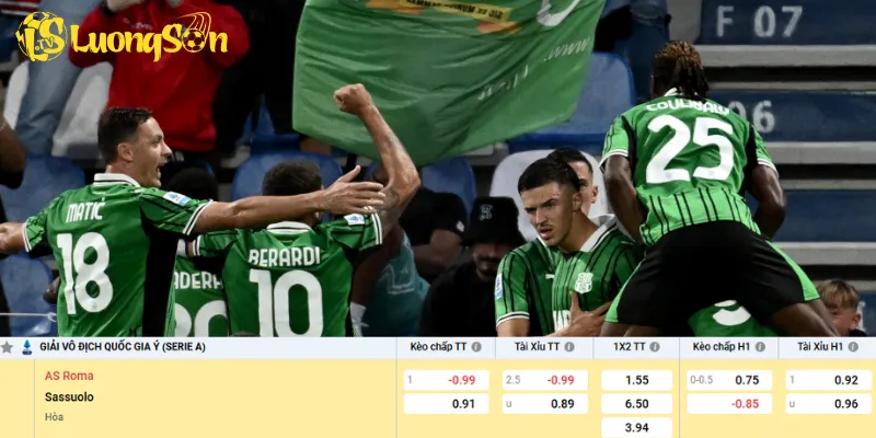 Chi tiết kèo AS Roma vs Sassuolo